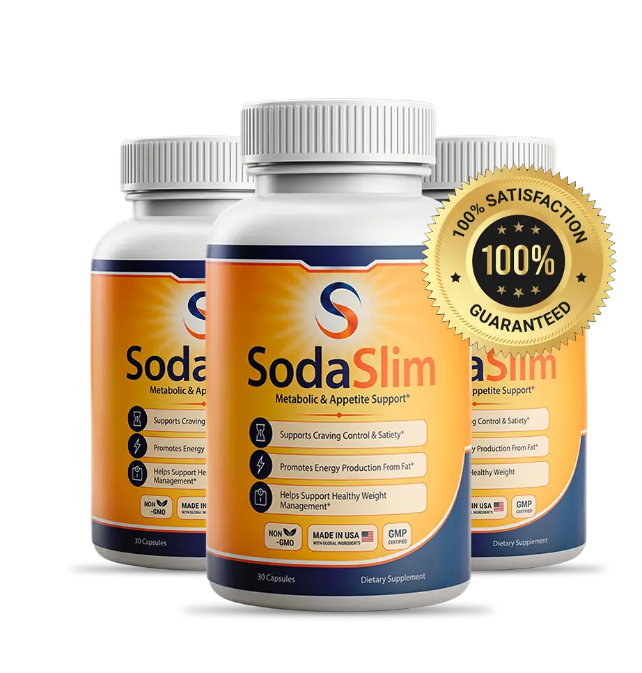 SodaSlim three bottle package with 100% satisfaction guarantee seal